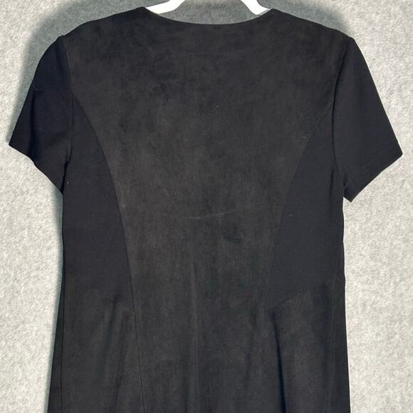 BCBGMaxAzria Sz M Faux Suede Heather Zipper Shift Mini Dress Stretch Rocker Moto - Picture 14 of 16
